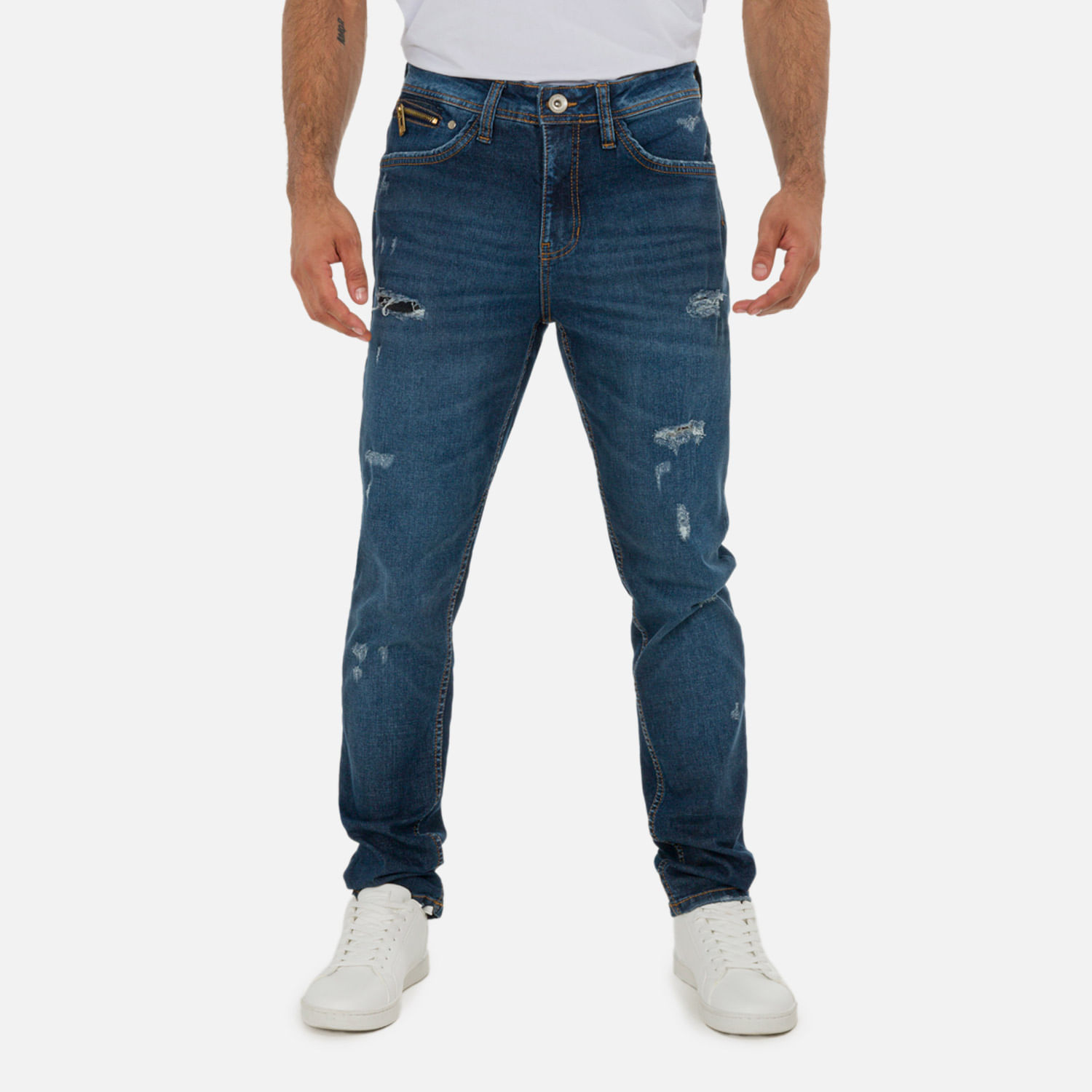 Jean Slim Color Azul Industry Para Hombre