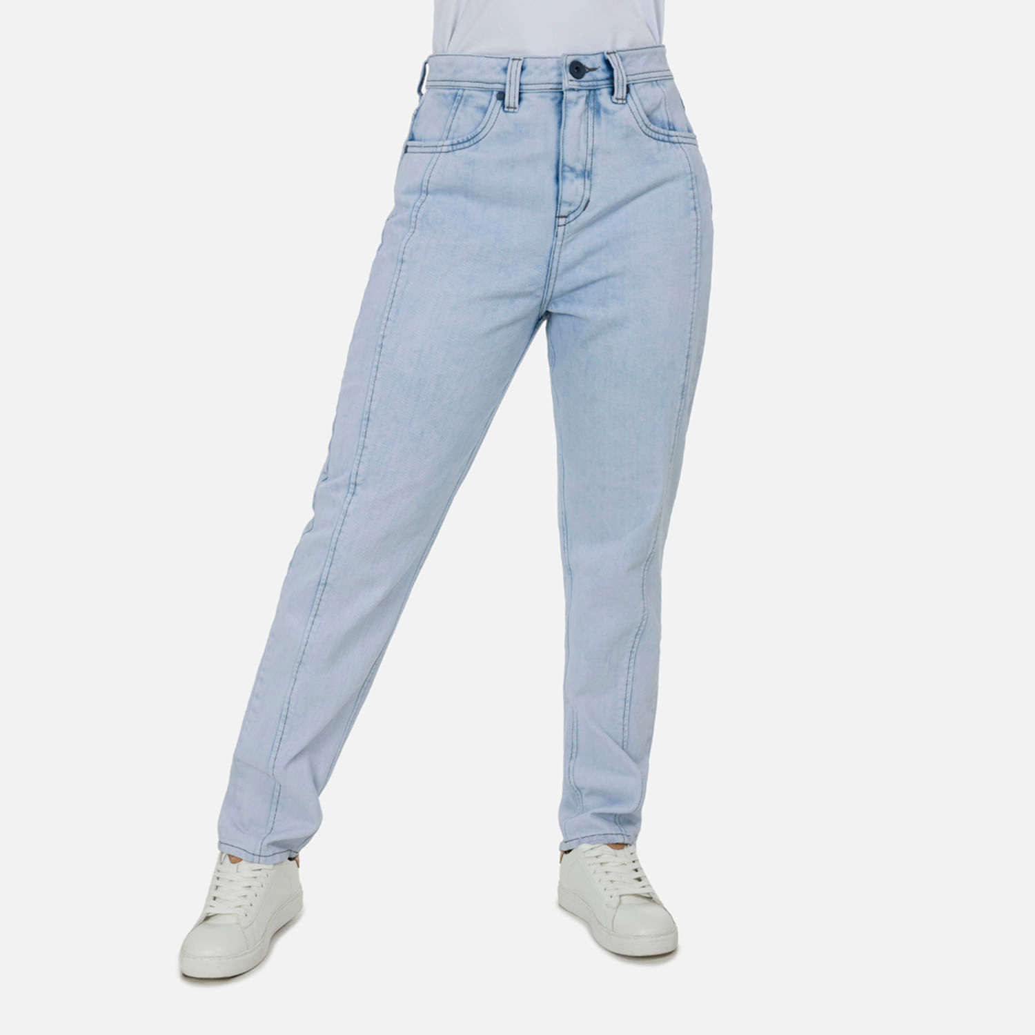 Jean Mom Color Azul Hielo Para Mujer