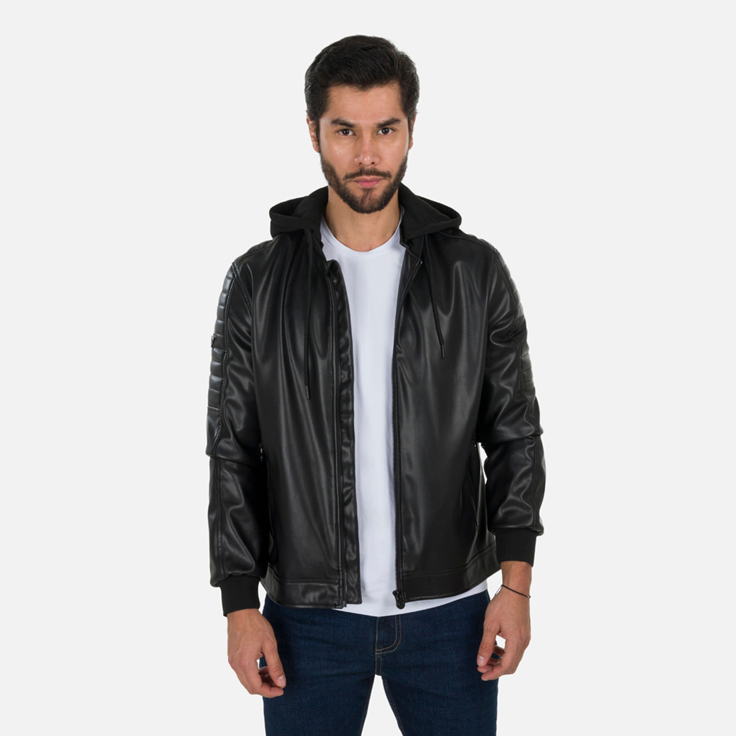 Chaqueta Biker Color Negro Para Hombre