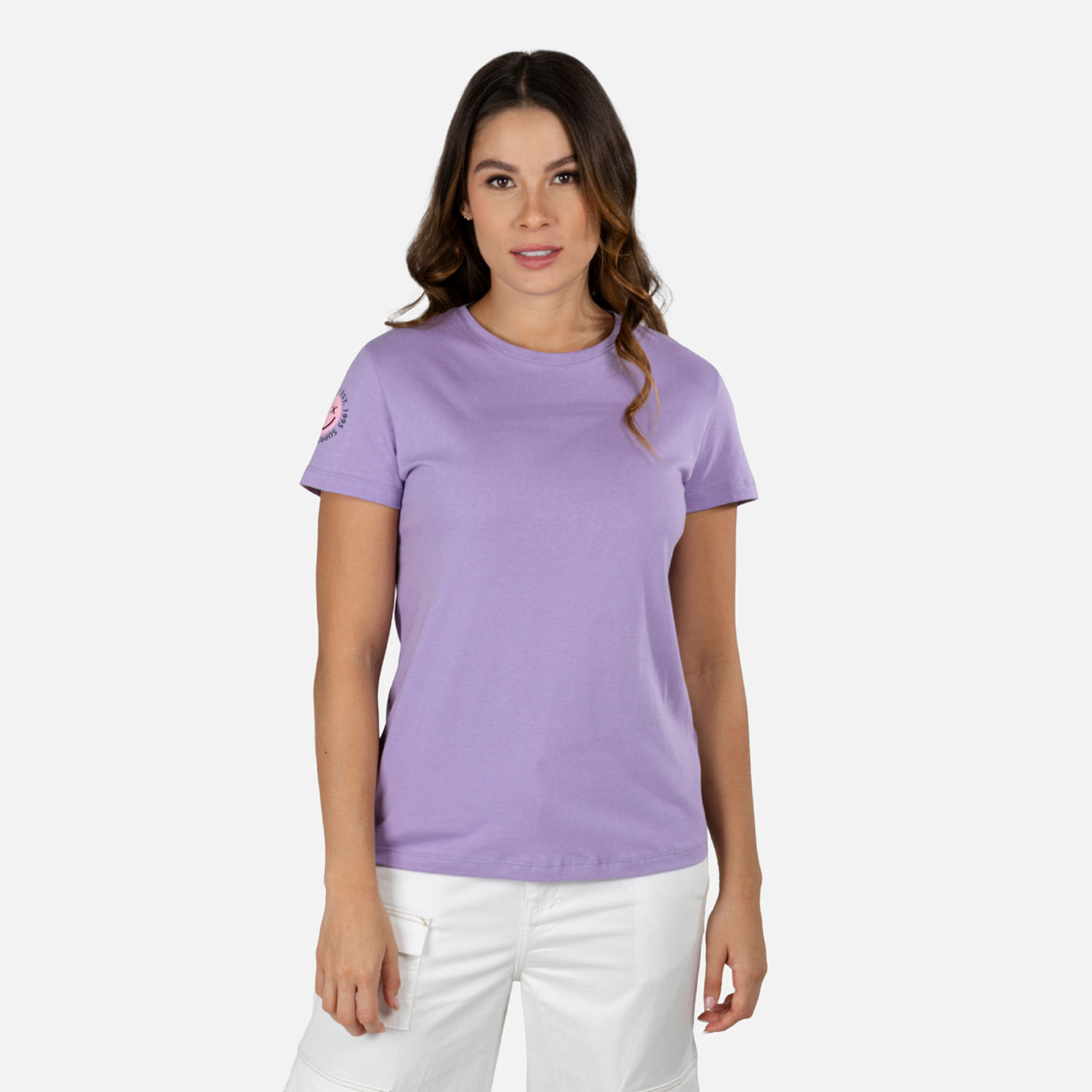 Camiseta Estampado Localizado Color Lila Para Mujer