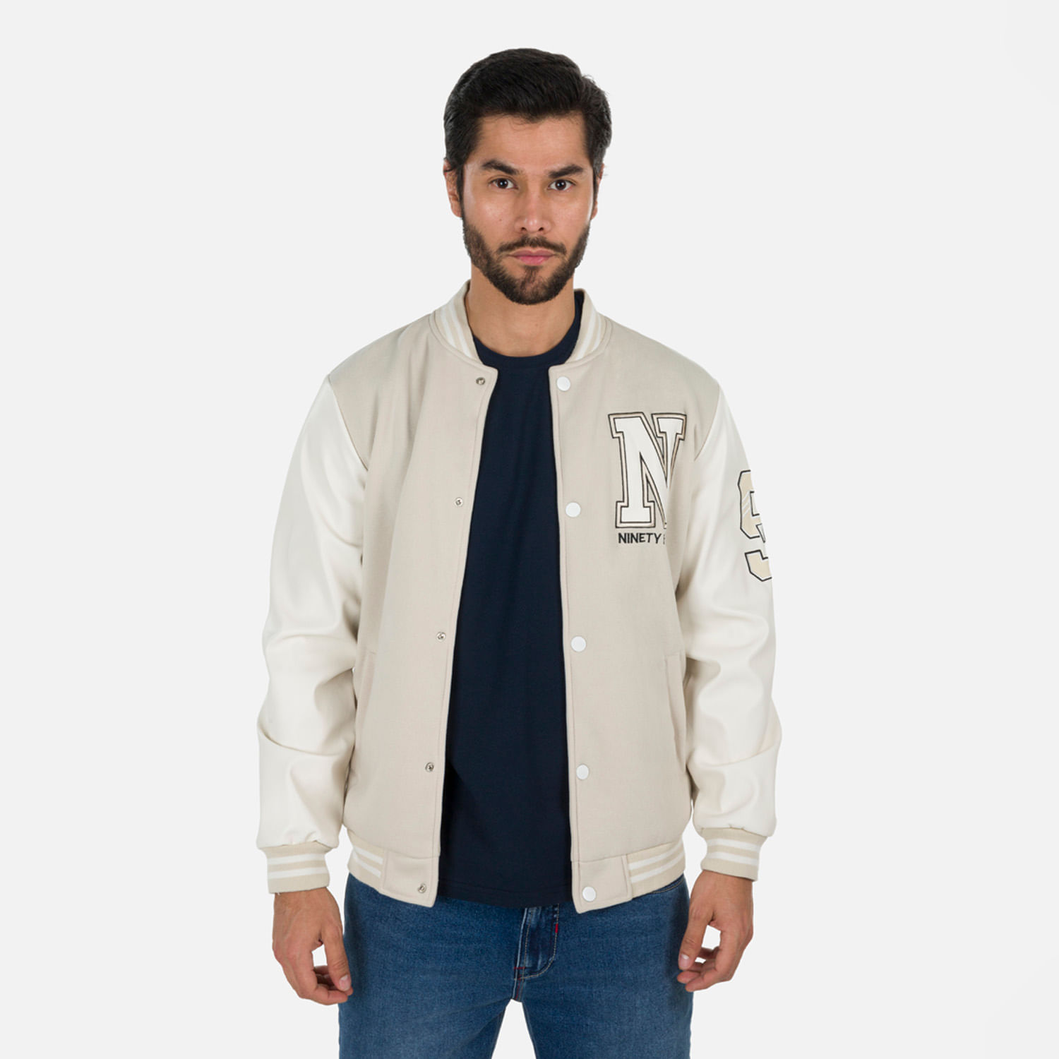 Chaqueta Bomber Color Ivory Para Hombre