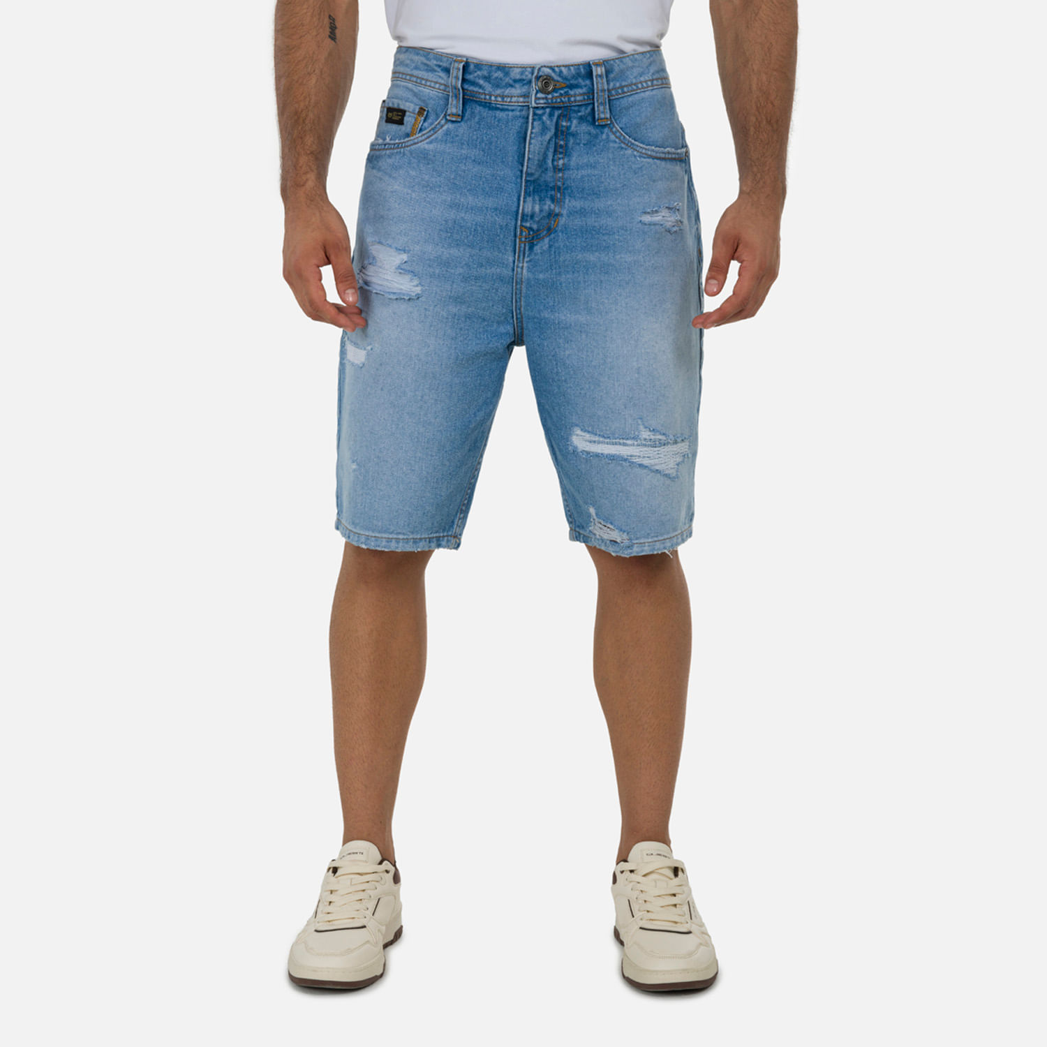 Bermuda 5 Bolsillos Color Azul Claro Para Hombre