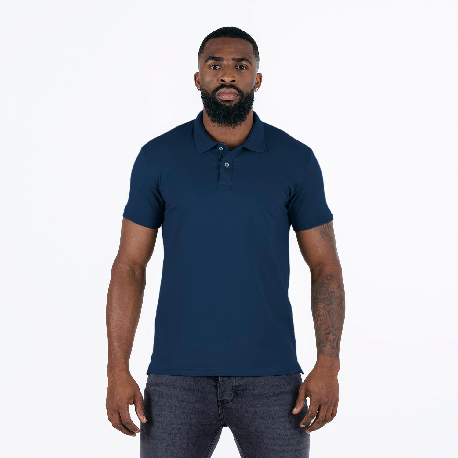 Polo Slim Color Azul Medio Intenso Para Hombre