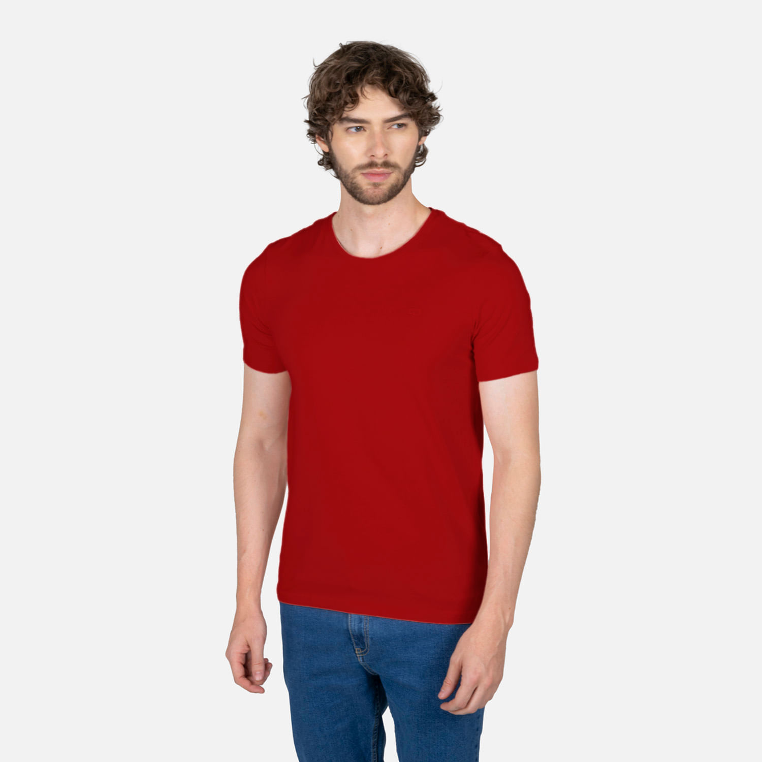 Camiseta Unicolor Color Rojo Cereza Para Hombre