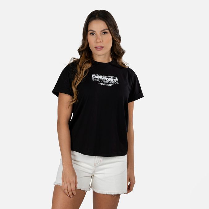 Camiseta Manga Corta Color Negro Para Mujer