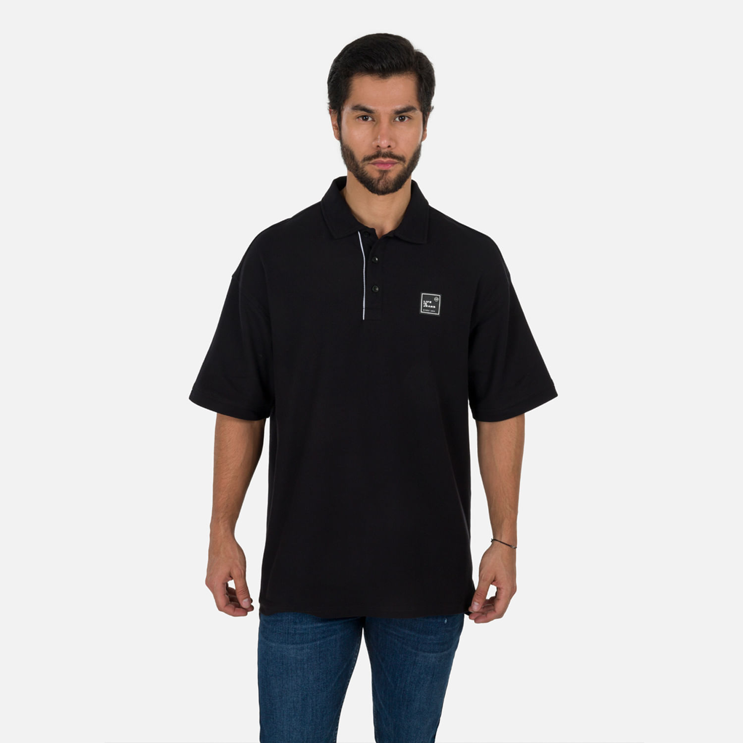 Polo Manga Corta Color Negro Para Hombre