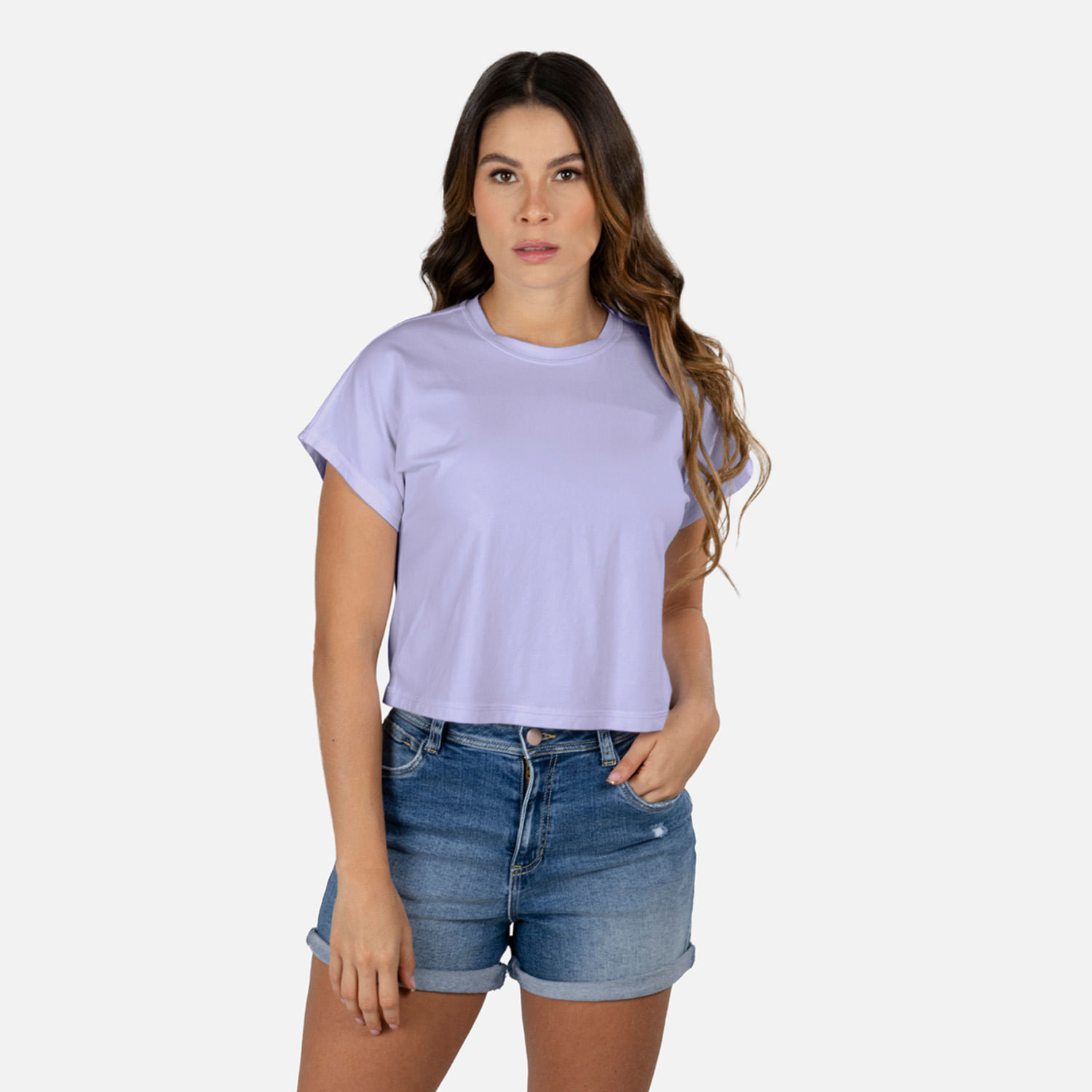 Camiseta Manga Corta Color Lavanda Digital Para Mujer