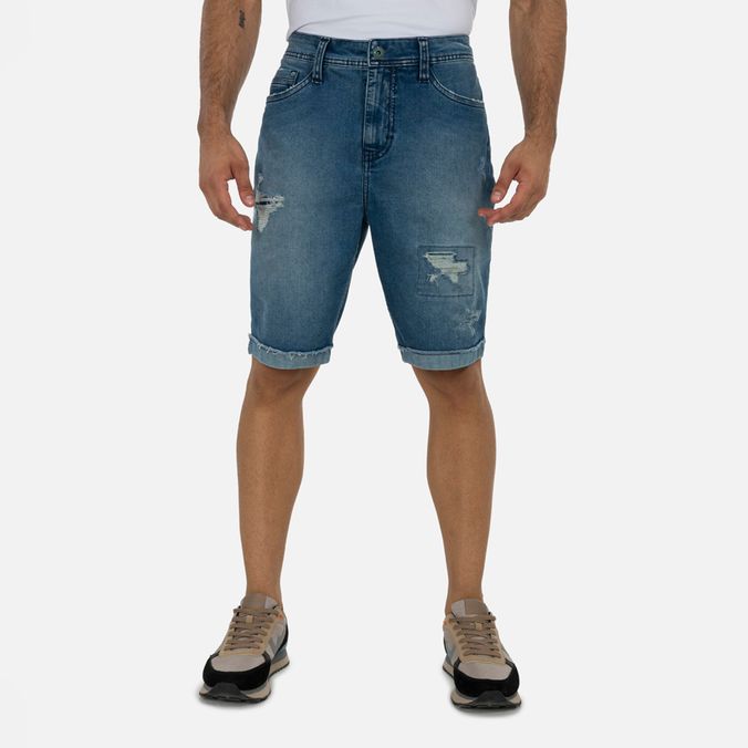 Bermuda 5 Bolsillos Color Azul Medio Para Hombre