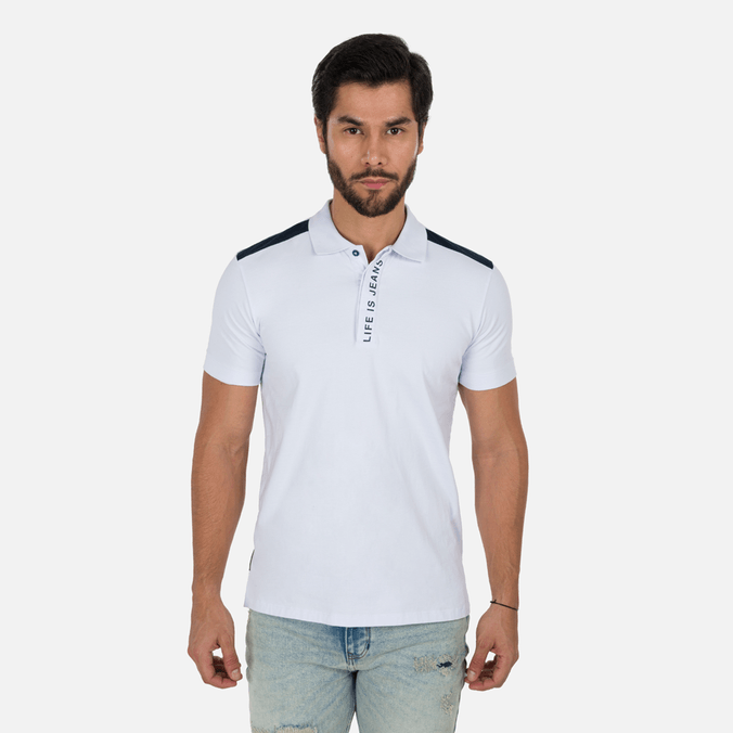 Polo Manga Corta Color Blanco Para Hombre