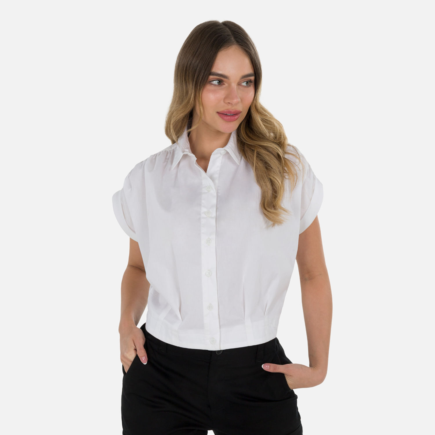 Blusa Manga Rodada Color Blanco Para Mujer