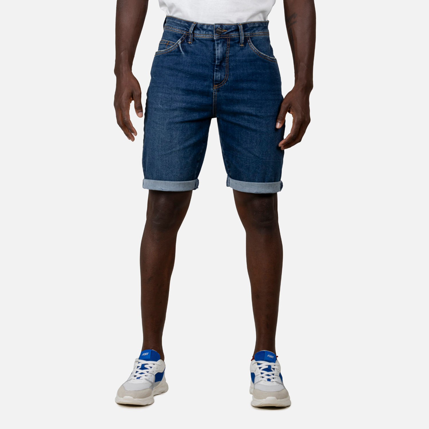 Bermuda 5 Bolsillos Color Azul Medio Para Hombre