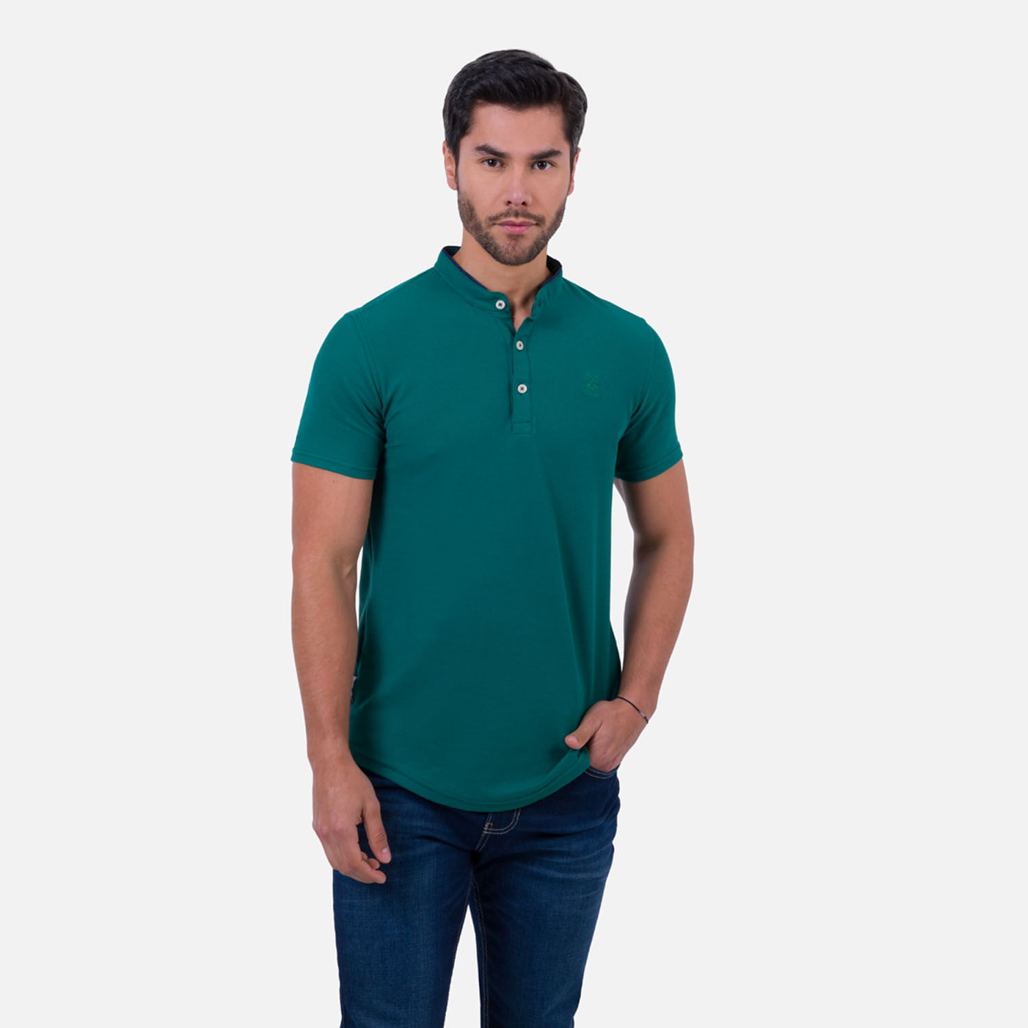 Polo Manga Corta Color Verde Pino Para Hombre