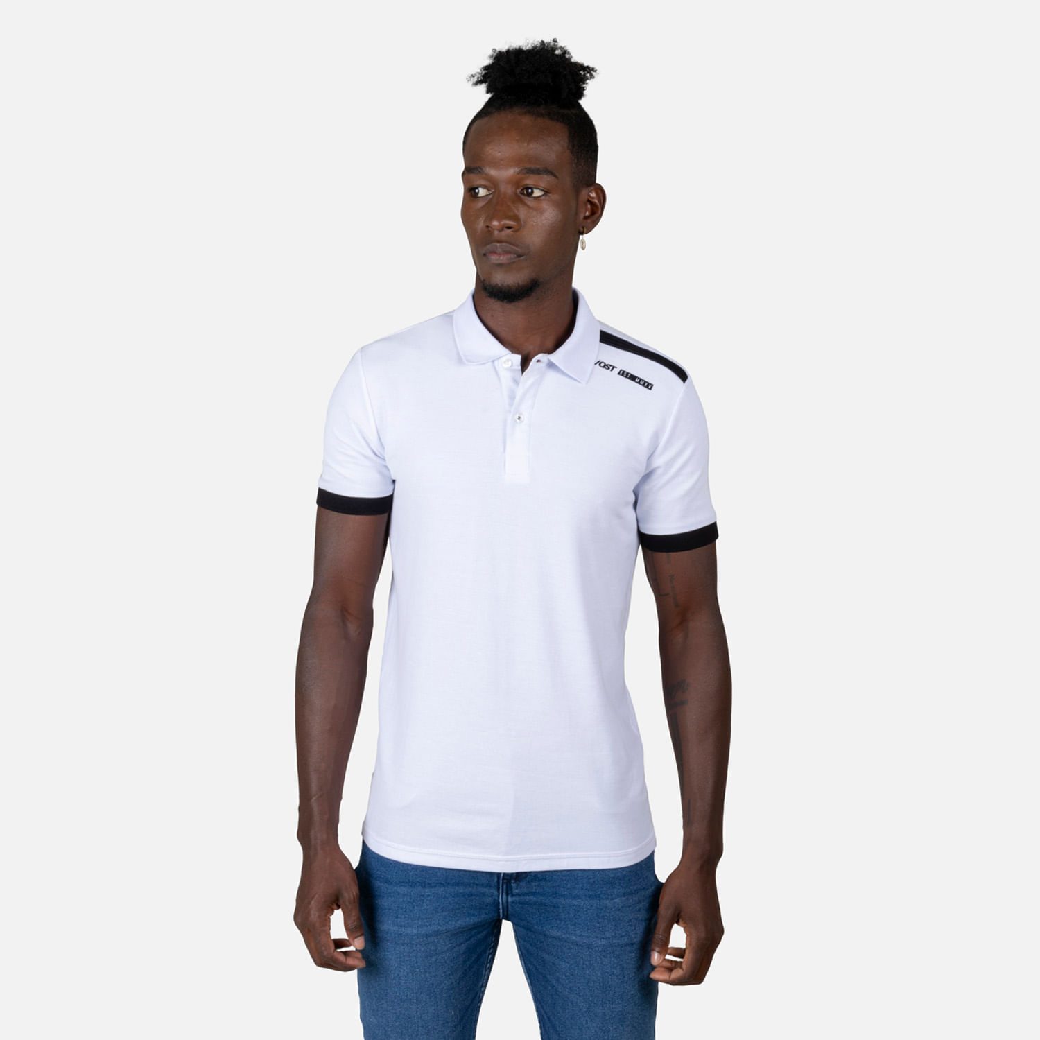 Polo Manga Corta Color Blanco Para Hombre
