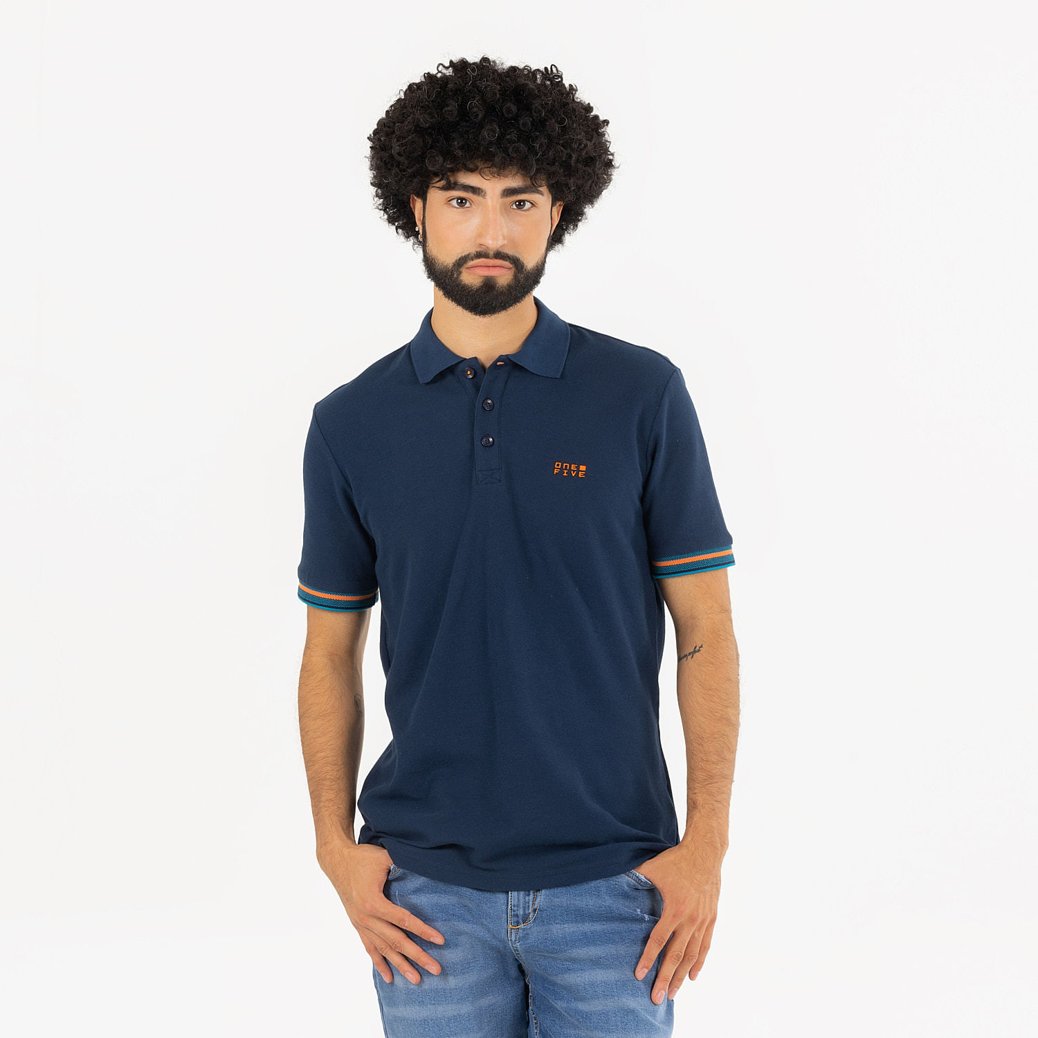 Polo Manga Corta Color Azul Oscuro Para Hombre