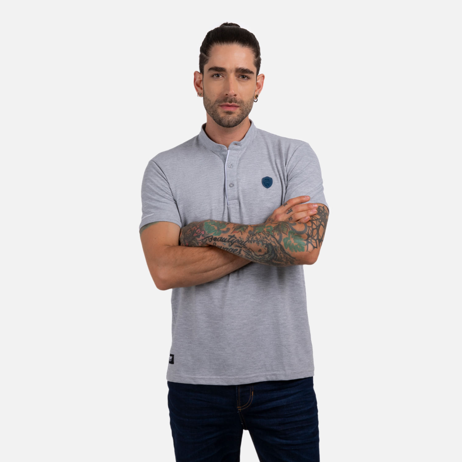 Polo Manga Corta Color Gris Jaspe Para Hombre