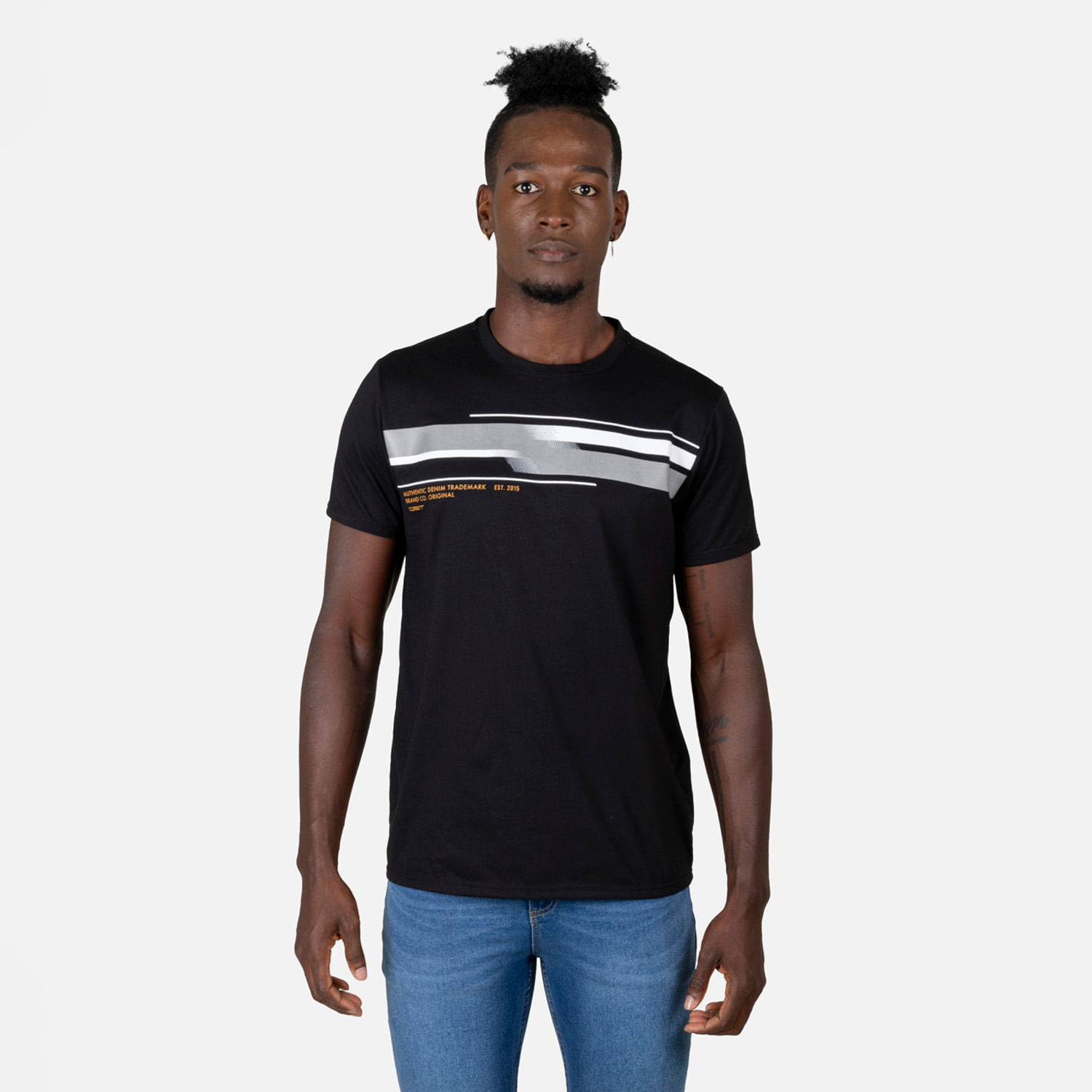 Camiseta Estampado Localizado Color Negro Para Hombre