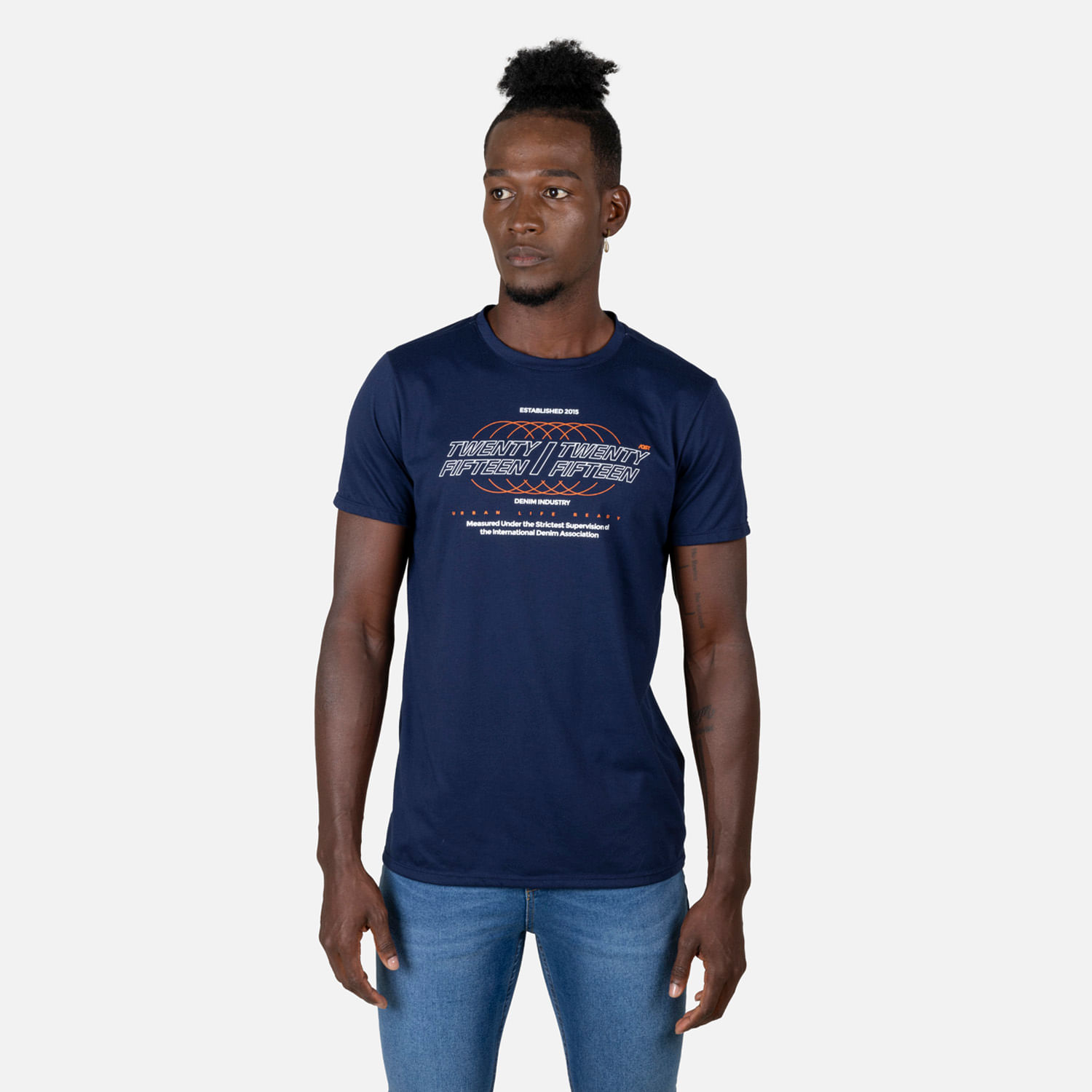 Camiseta Estampado Localizado Color Opalo Azul Para Hombre