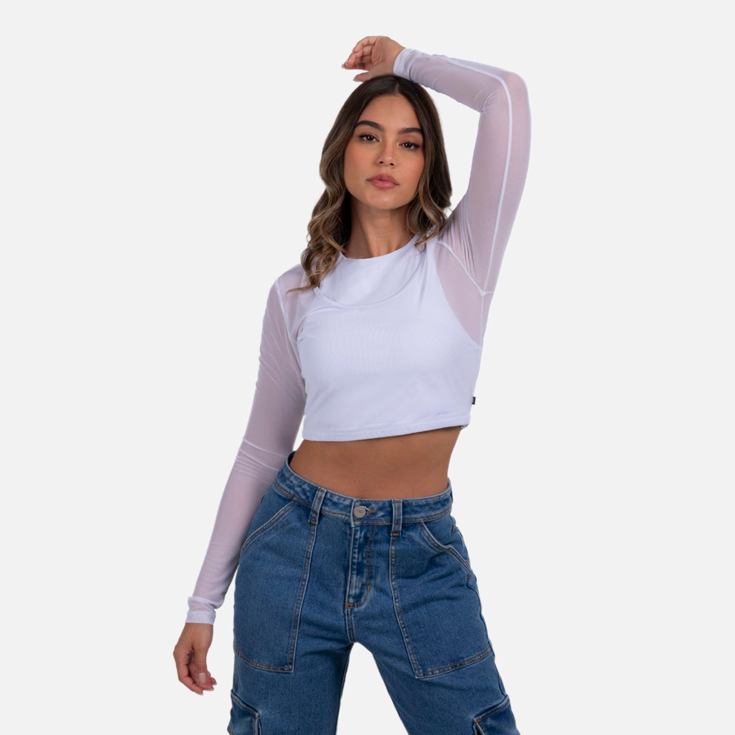 Blusa Manga Larga Color Blanco Para Mujer