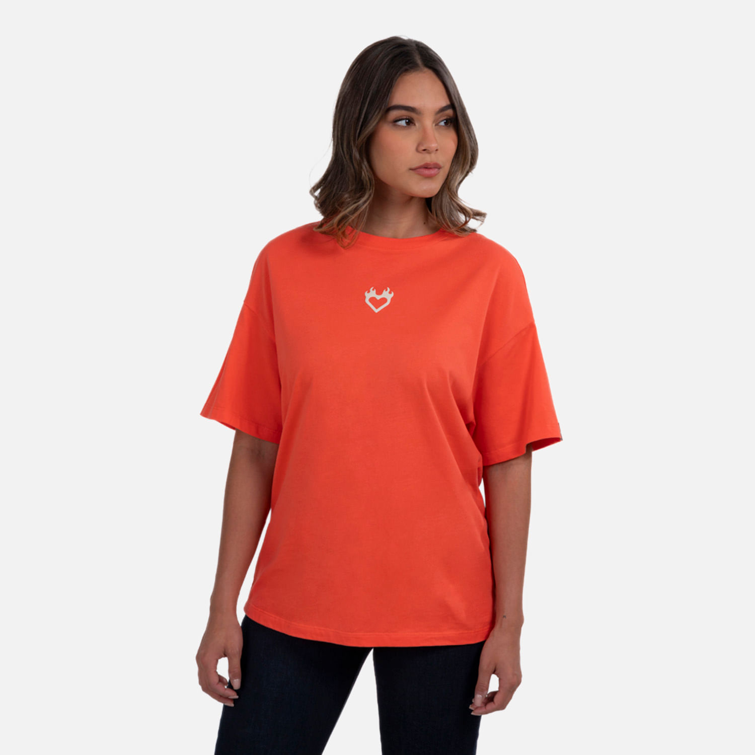 Camiseta Oversize Color Hot Coral Para Mujer