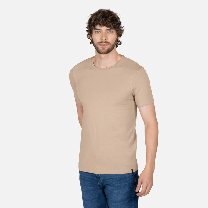 Camiseta Unicolor Color Beige Medio Para Hombre