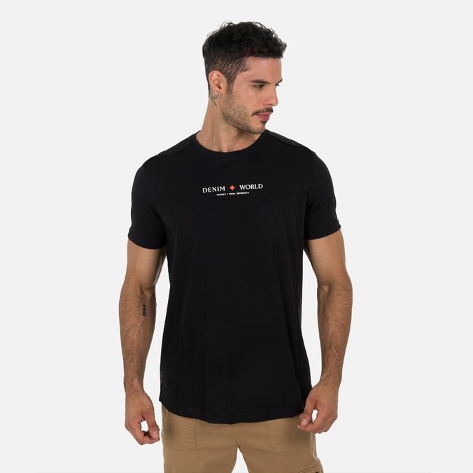 Camiseta Manga Corta Color Negro Para Hombre