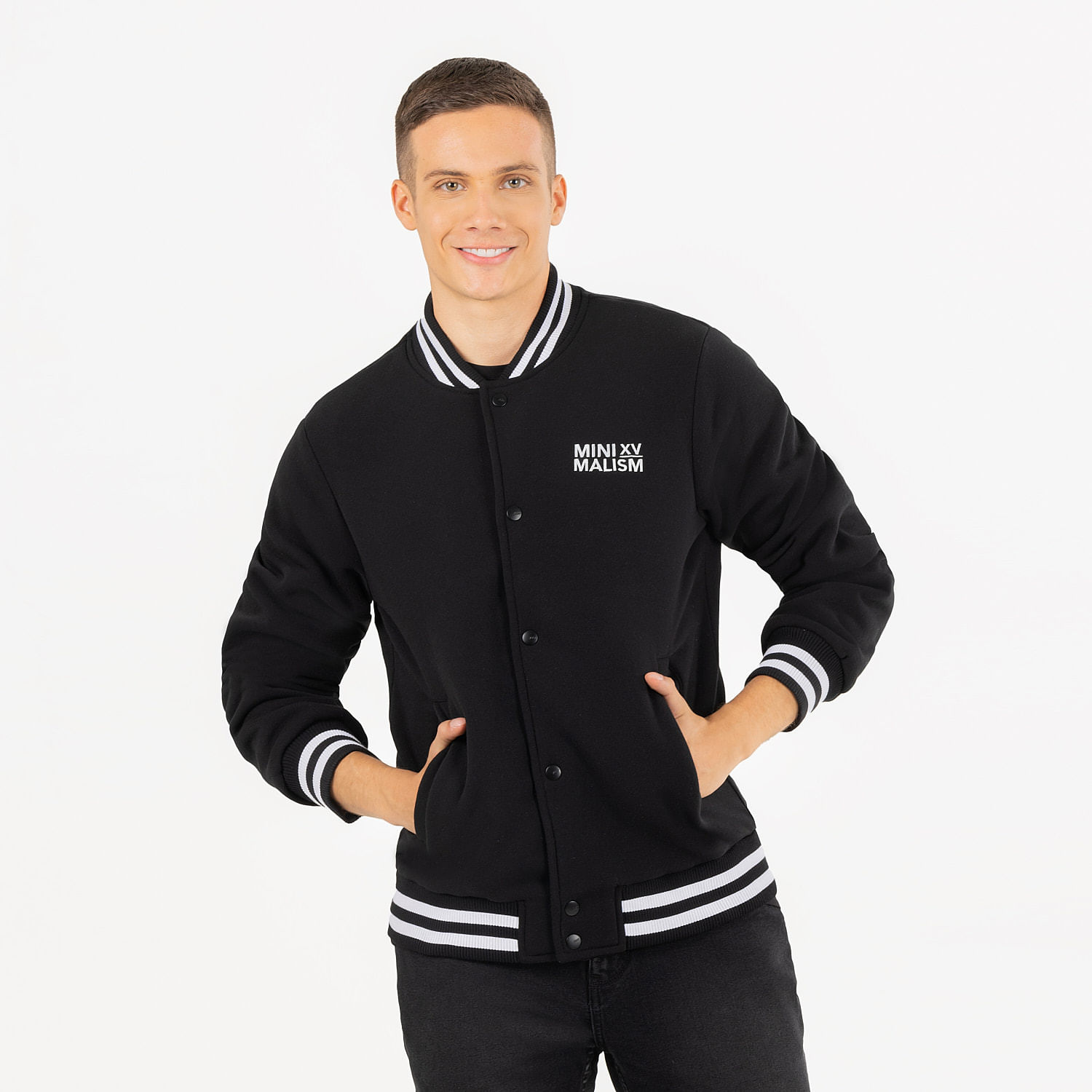 Chaqueta Bomber Color Negro Para Hombre