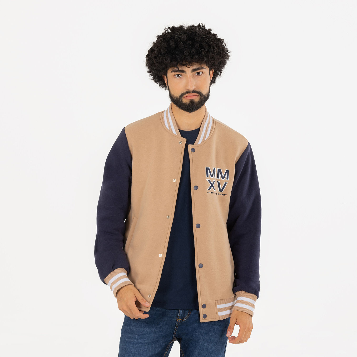 Chaqueta Bomber Color Arena Para Hombre