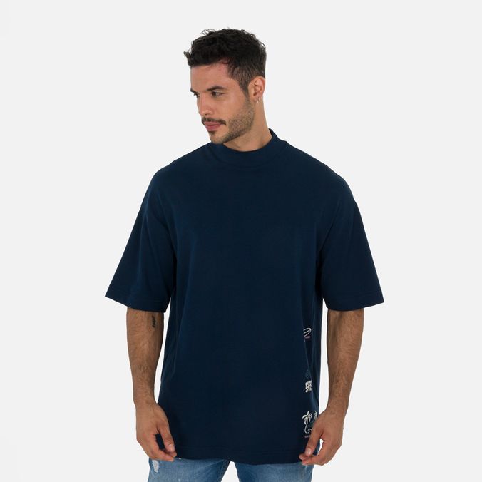 Camiseta Manga Corta Color Azul Oscuro Para Hombre