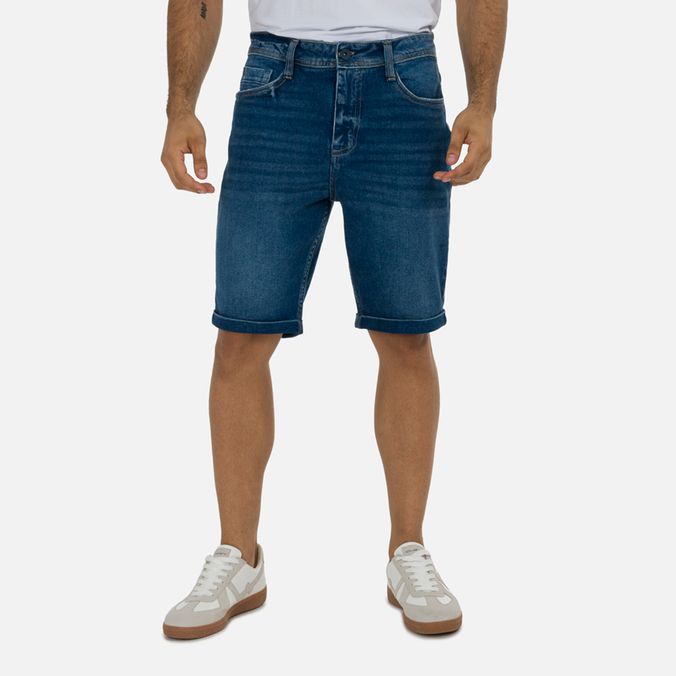 Bermuda 5 Bolsillos Color Azul Medio Para Hombre