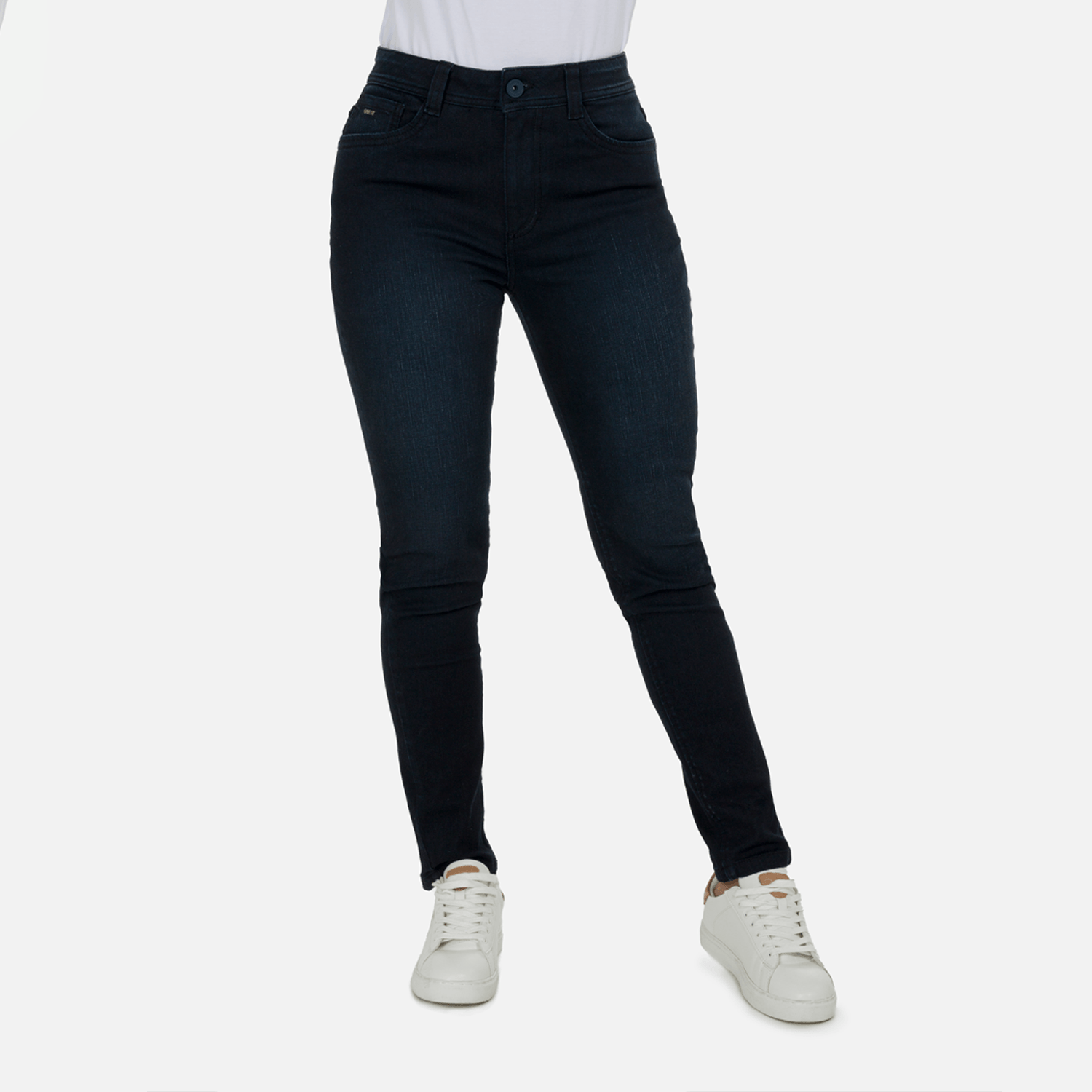 Jean Skinny Color Azul Oscuro Resinado Para Mujer