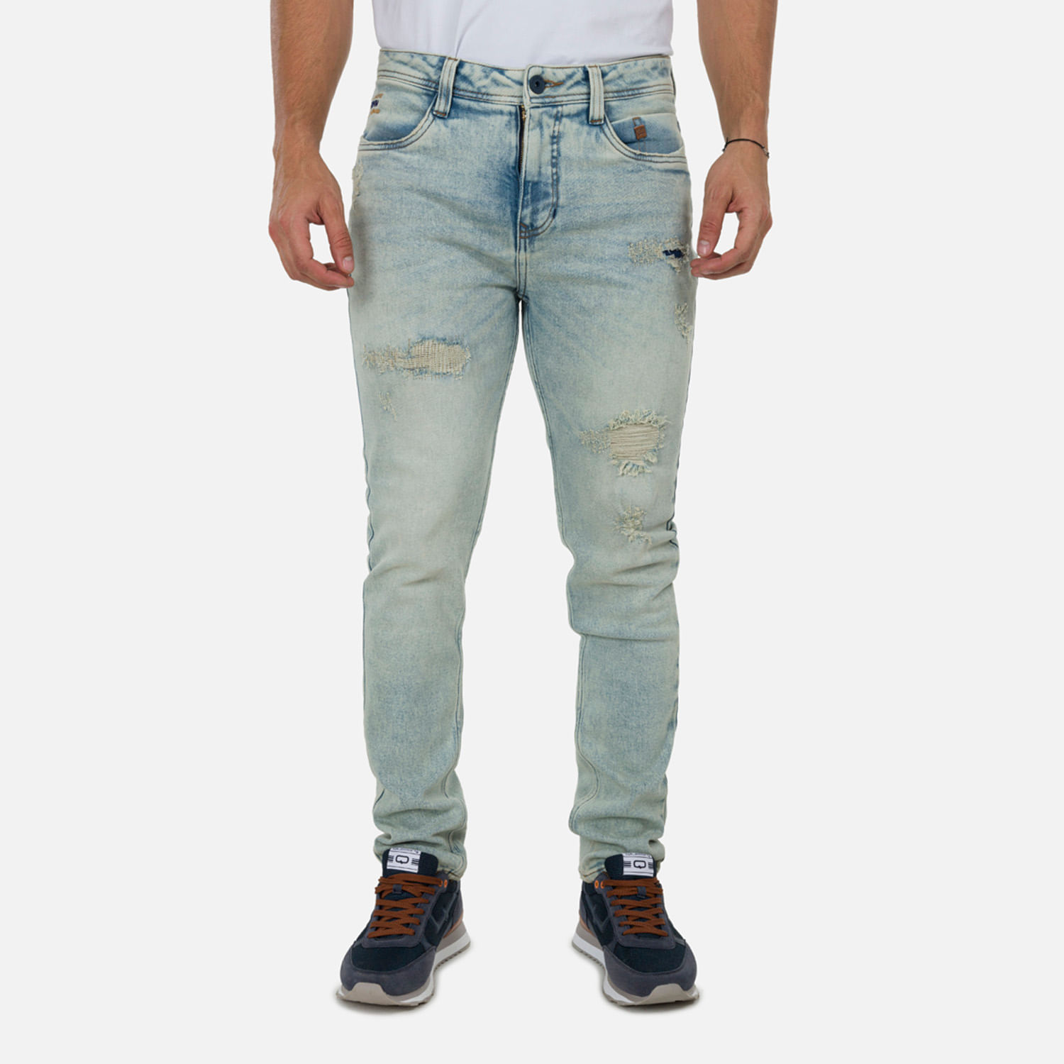 Jean Slim Color Azul Claro Para Hombre
