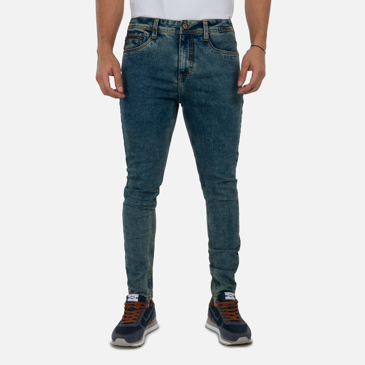 Jean Skinny Color Azul Medio Para Hombre