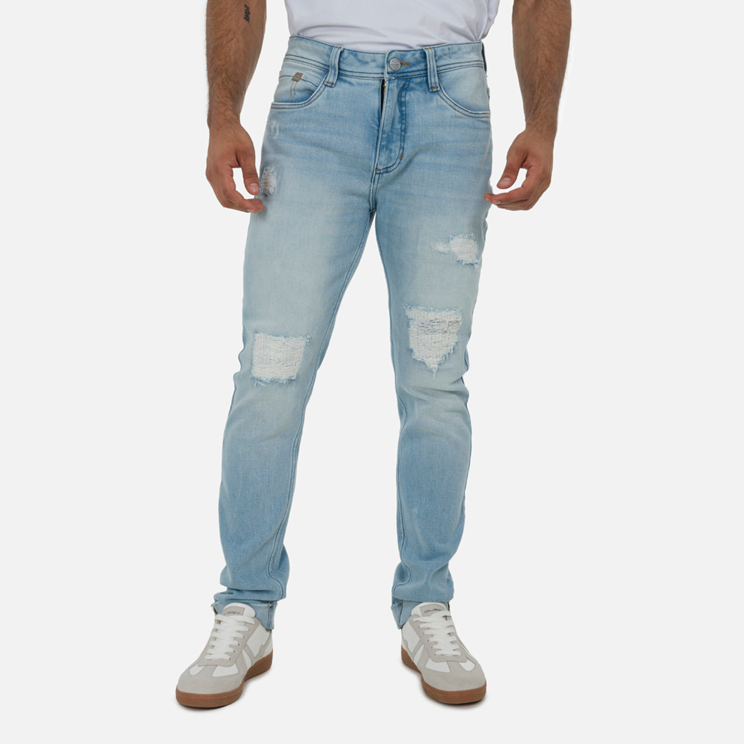 Jean Slim Color Azu Medio Claro Para Hombre