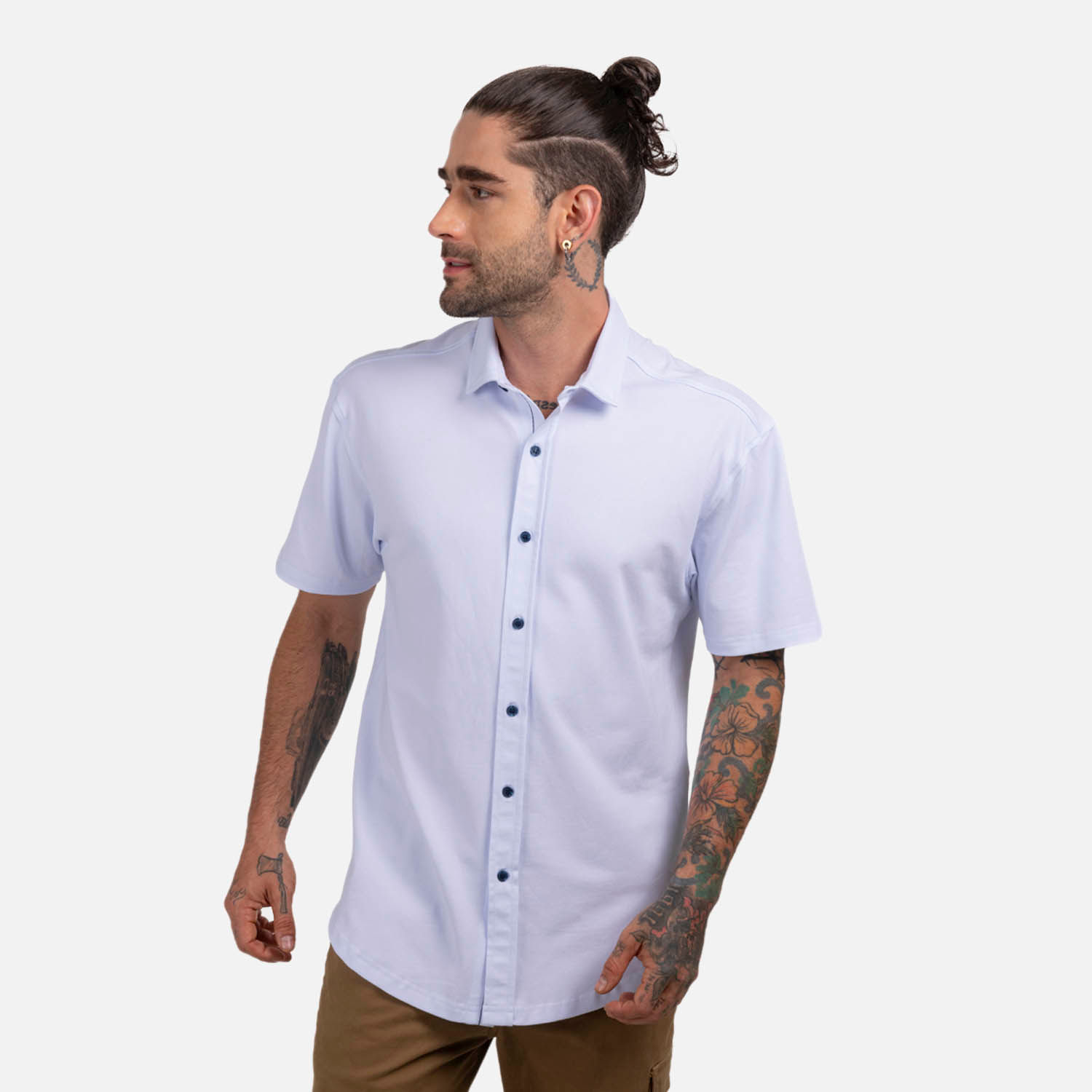 Camisa Manga Corta Color Blanco Para Hombre