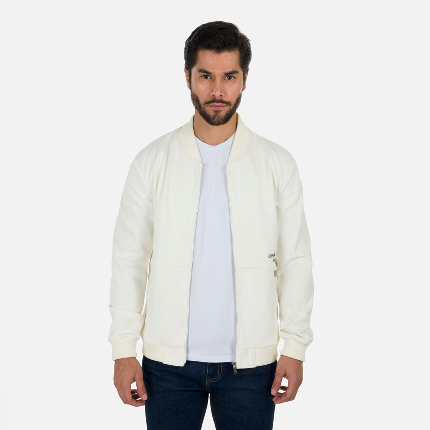 Chaqueta Bomber Color Ivory Para Hombre