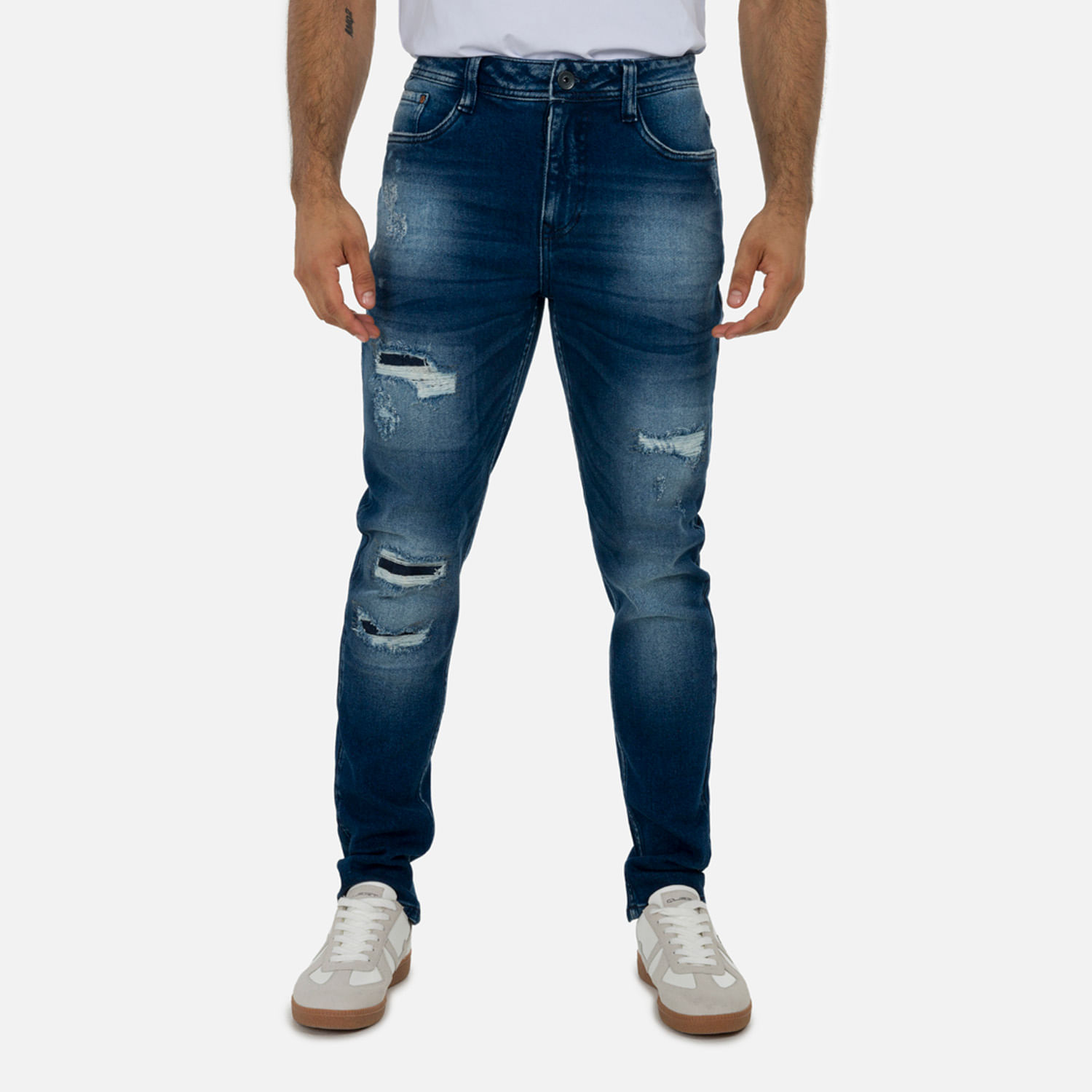 Jean Slim Color Azul Medio Para Hombre