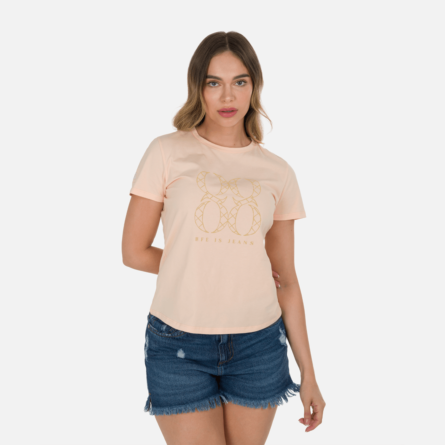 Camiseta Premium Manga Corta Color Peach Parfait Para Mujer