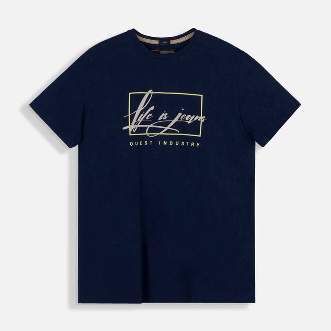 Camiseta Estampado Localizado Color Azul Oscuro Para Hombre