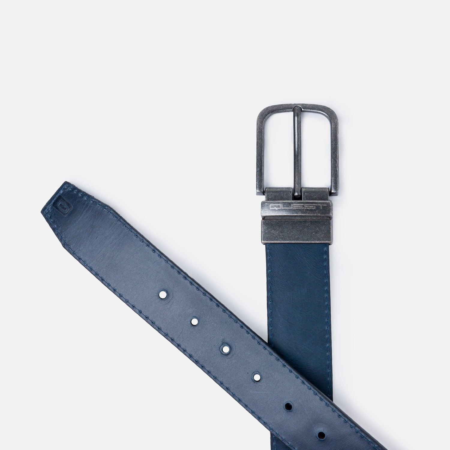 Correa Cuero Color Azul Oscuro Para Hombre