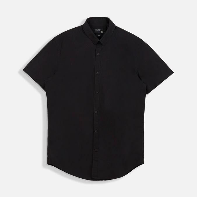 Camisa Manga Corta Color Negro Para Hombre