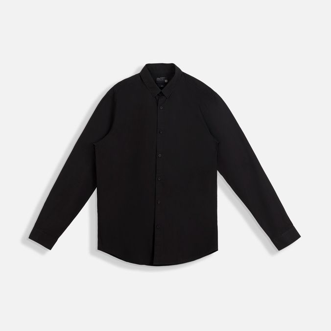 Camisa Manga Larga Color Negro Para Hombre