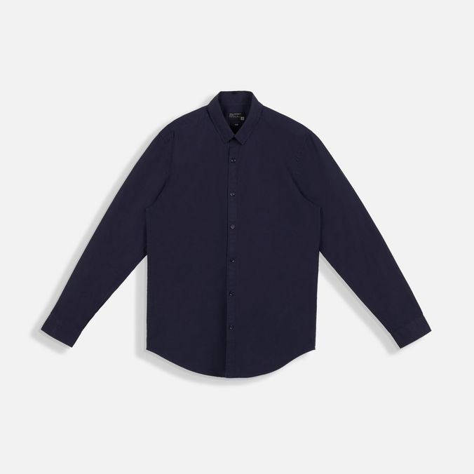 Camisa Manga Larga Color Azul Noche Para Hombre