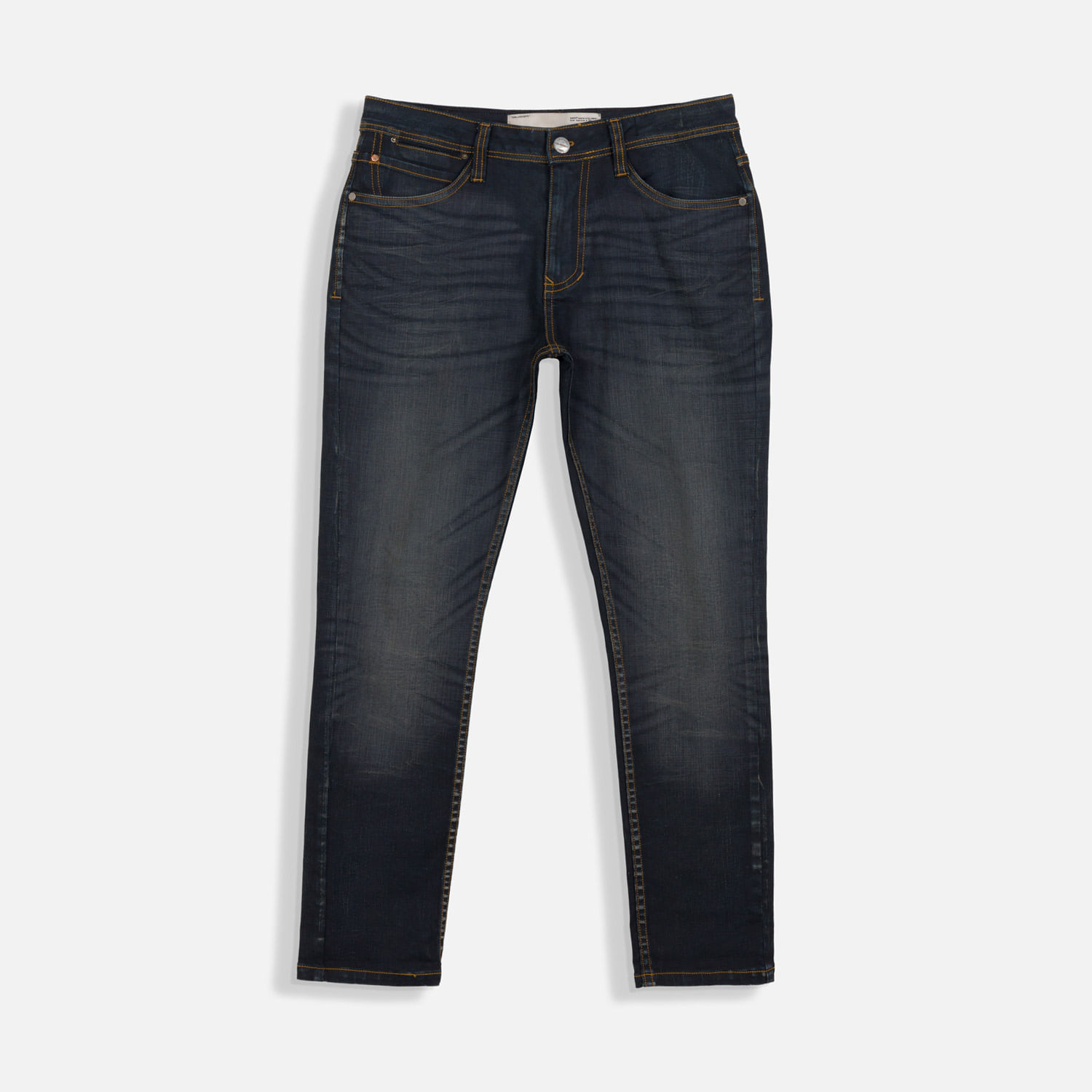Jean Slim Color Azul Oscuro Resinado Para Hombre