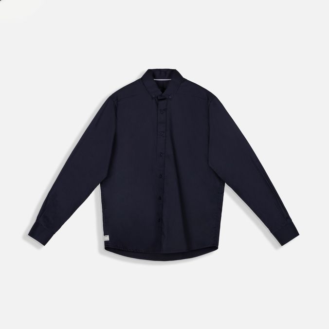Camisa Manga Larga Color Azul Oscuro Para Hombre