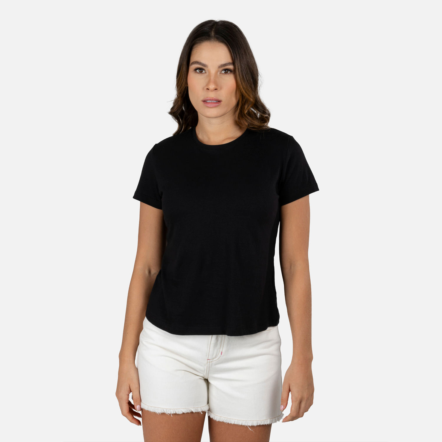 Camiseta Estampado Localizado Color Negro Para Mujer