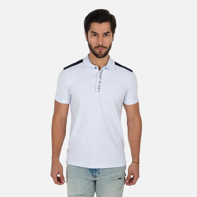 Polo Manga Corta Color Blanco Para Hombre