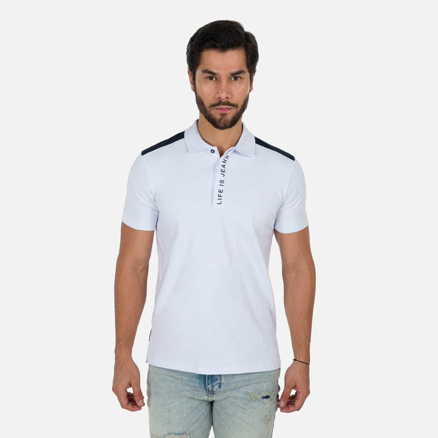 Polo Manga Corta Color Blanco Para Hombre