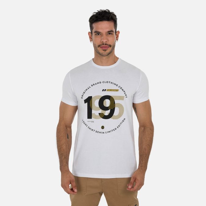 Camiseta Estampado Localizado Color Blanco Para Hombre