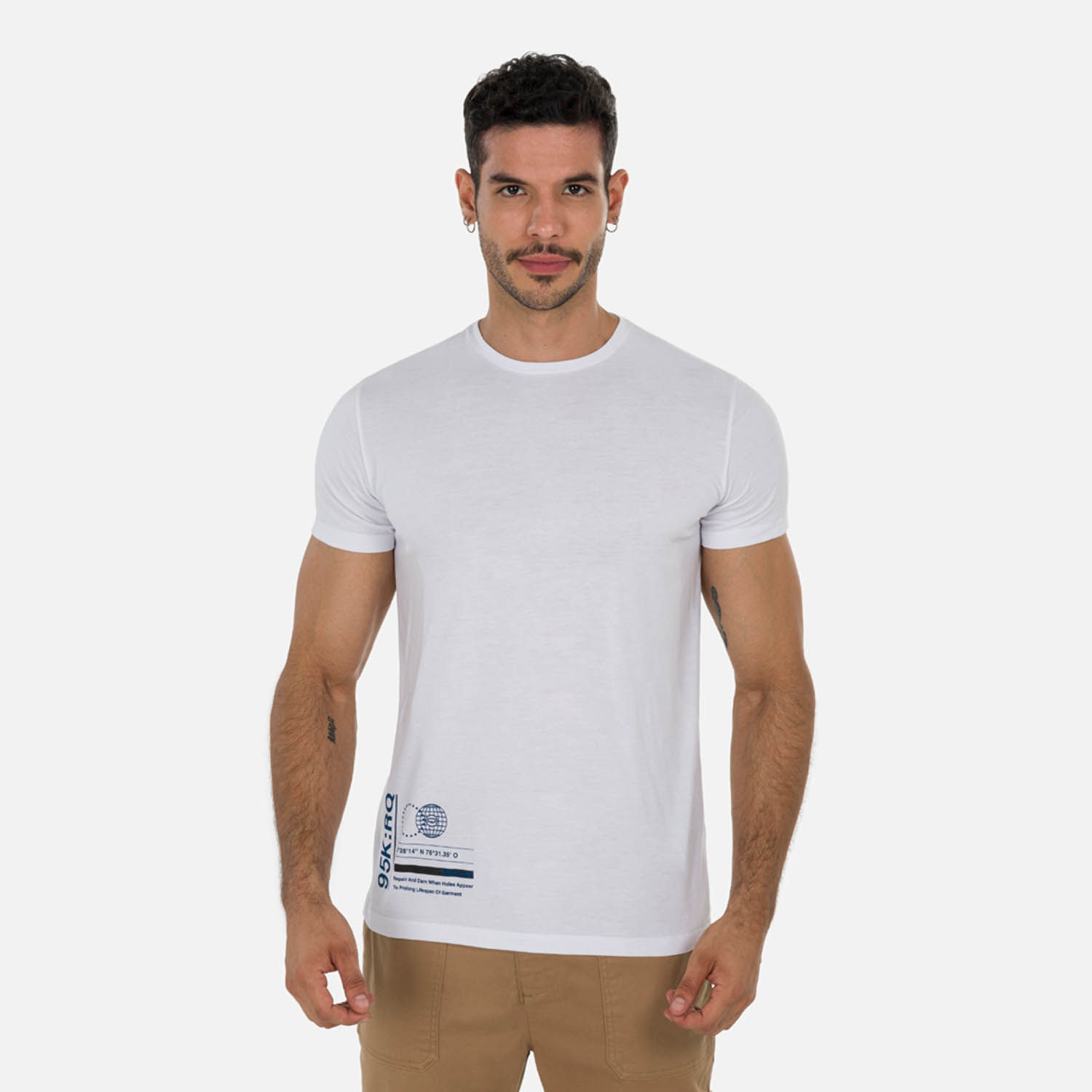 Camiseta Estampado Localizado Color Blanco Para Hombre