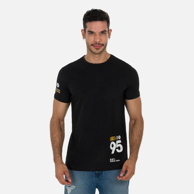 Camiseta Estampado Localizado Color Negro Para Hombre